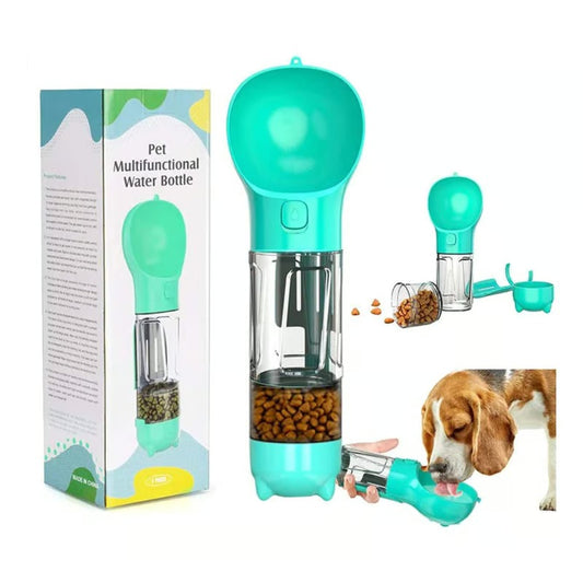Botella Portátil 4 en 1 multifuncional para mascotas