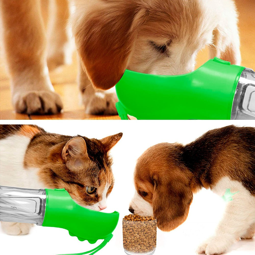 Botella Portátil 4 en 1 multifuncional para mascotas